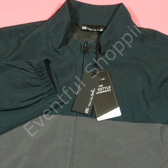 Travis Mathew Johnson Full Zip Colorblock Mesh Lined Golf Jacket Blue / Gray L - Picture 1 of 7